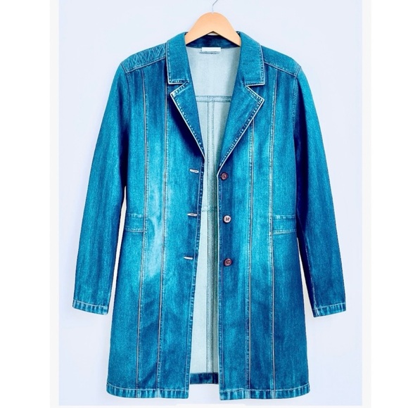 Halogen. Y2K. Long Faded Denim Jacket. Womens L. Free-Spirit. Vintage inspired. - Picture 4 of 4